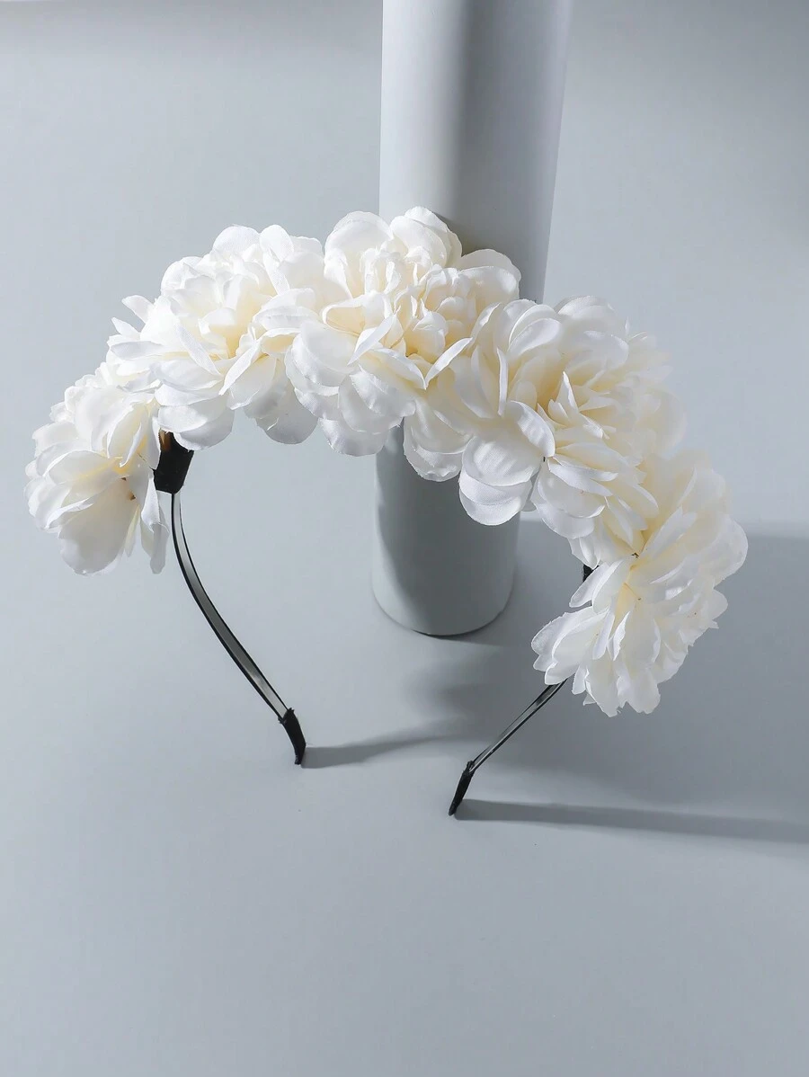Boho 1pc Hibiscus Flower Design Simulation Headband,Hairband,Hair Hoop Headbands Hair Accessories Head Accessories - Beige - View 1