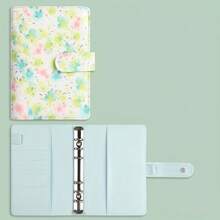 1pc Ditsy Floral Pattern Pu Leather 6-Ring Binder Cash Organizer (Single Shell) - Baby Blue - View 6