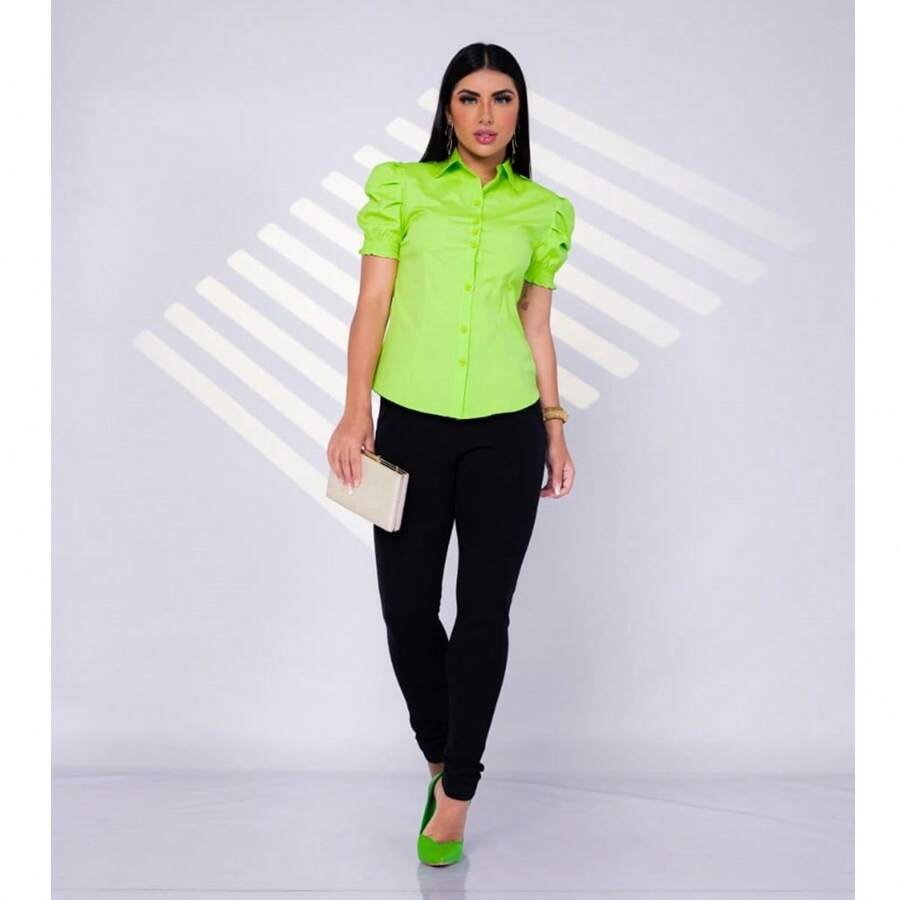 Women Blouses - Lime Green - View 1