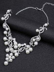 3 cái/bộ Của phụ nữ Châu Âu và Châu Mỹ Hợp thời Bộ trang sức , Với Hình hoa Ngọc trai Hoa tai Và Dây chuyền , Lý tưởng Cho đám cưới , Yến tiệc , Buổi tiệc Và Lễ hội Món quà - Bạc - Xem 6