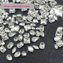 50 件白色混合形状美甲装饰：透明锥形水钻、错位心形、蝴蝶、白色水钻 DIY 指甲饰物指甲宝石美甲用品指甲 - 彩色 - 查看 4
