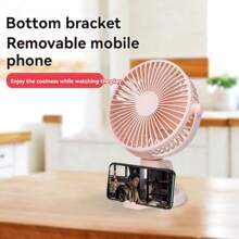 A Household Desktop Mini Fan Office Silent Fan, Portable USB Charging Fan With Large Wind Power, Ideal For Students's Dormitories, Random Delivery Of Data Cable. - Blue - View 3