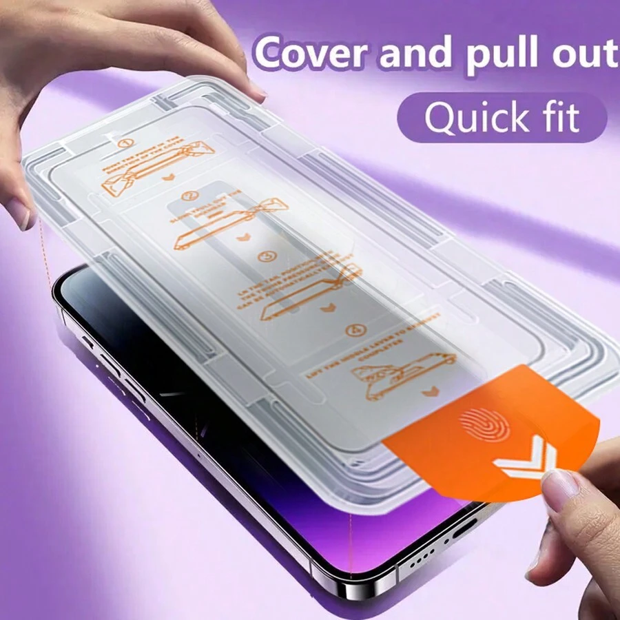 2 miếng kính cường lực bảo vệ toàn diện màn hình độ nét cao có khả năng chống trầy xước và rơi vỡ, lắp đặt không có bong bóng; [Bộ tự lắp đặt] Phim chống bụi được lắp đặt tự động; Tương thích với iPhone 16/16 Plus/16 Pro/16 Pro Max/15 Pro, iPhone 14 Promax, iPhone 15 Promax/14 Promax/15/14pro/13pro/14/13