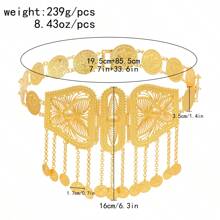 1 pièce Pendentif de chaîne de taille avec pièce de métal à fleur gravée, accessoire de ceinture amincissante pour les spectacles de danse, les fêtes et la Saint-Valentin