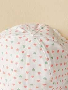 TUTUYA Infant Bucket Hat With Soft Brim, Baby Girl Sun Protection Hat, All Season Comfortable & Cute Heart Print Sun Hat With Chin Strap, Suitable For Daily/Outdoor/Play, Fits Head Circumference 44-50CM, 0-36 Months - White - View 6