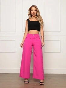 Women Pants - 玫紅色 - 查看 1