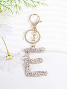 優雅1入女士工業玻璃鑲嵌鉆石和鋅合金字母鑰匙扣 - 金色 - 查看 16