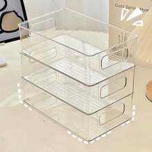 1pc Acrylic Makeup Organizer With Drawers For Dormitory, Transparent Makeup Storage Box, Stackable - Clear - View 3