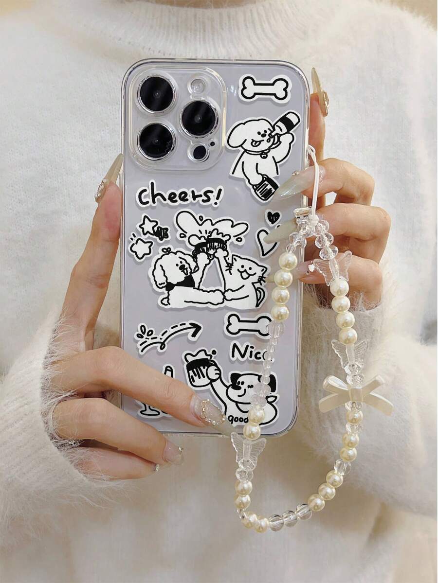 貓狗線條著共飲設計,精密製作透明繪製防摔手機殼和手工蝴蝶珠手鍊,適用於iphone 15 Pro Max、iphone 13、iphone 14、iphone 11、soft P12防摔殼、xs系列、tpu防摔軟殼、兼容galaxy S24、galaxy S24+、galaxy S24 Ultra、galaxy S22、galaxy A13 4g、galaxy A52、a52s 5g、小米紅米note 11、小米11 Lite - 彩色 - 查看 1