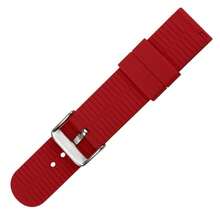 1入組男士酒紅色柔軟耐用快速簡易安裝光滑運動防水高強度矽膠手錶帶,頂級不銹鋼扣環,18mm / 20mm / 22mm / 24mm適配華為三星智能手錶 - 酒紅色 - 查看 3