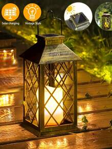 1 pezzo Lampada appesa a energia solare, candela senza fiamma tremolante impermeabile a LED, per tavolo, patio, prato, esterno, decorazione per feste