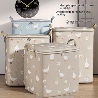1pc Simple & Versatile Duck Design Storage Bag, Clothes & Quilts & Toy Organizer, Collapsible, Zipper Closure, Dust-Proof Home Bedroom Accessory