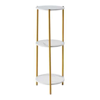 Tall Table With 3 Tiers, Round End Table Sofa Side Table, 90cm Plant Stand Indoor Plant Holder, With Marble Texture