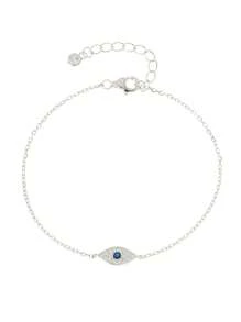 1 Stück S925 Sterling Silber Bösen Auges Design Armband Mit Mikro-eingestellten Kubikzirkonia, Ins Stil, Perfektes Geschenk Für Mutter, Freundin An Geburtstag, Hochzeit Oder Täglichen Gebrauch