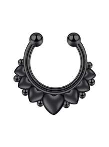 1個女士假鼻環，非穿刺假鼻夾馬蹄鐲鼻環，銀黑金色鱗片鼻環，鼻環飾品 - 彩色 - 查看 51