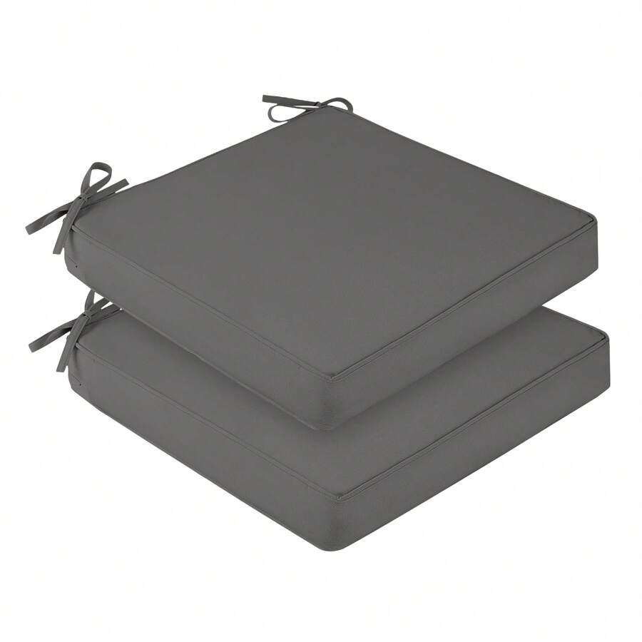 Downluxe Outdoor Chair Cushions For Patio Furniture, Waterproof Square Corner Memory Foam Patio Chair Cushion With Adjustable Ties And Portable Handle, 19" X 19" X 3" - 深灰色 - 查看 1