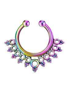 1個女士假鼻環，非穿刺假鼻夾馬蹄鐲鼻環，銀黑金色鱗片鼻環，鼻環飾品 - 彩色 - 查看 44