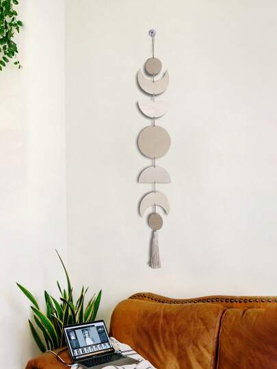 قطعة واحدة من تزيين الحائط قطع خشبية على شكل القمر ، زخرفة احتفالية لإضفاء جو خاص، ديكور للمنزل والغرفة والحائط