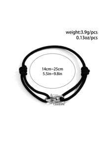 1pc Men's Fashionable And Simple Handmade Braided Bracelet With Geometric Metal Decoration, Gift For Friends, Couples Or Daily Wear