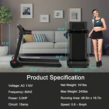 3HP Electric Folding Treadmill With Bluetooth Speaker - 紅色 - 查看 3