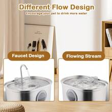 1入組3.2l/108盎司貓咪水泉,不銹鋼自動寵物飲水碗,配備水位窗口,超靜音泵送水給貓狗,喝水器貓餵食用具 - 灰色 - 查看 4