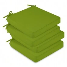 Downluxe Outdoor Chair Cushions For Patio Furniture, Waterproof Square Corner Memory Foam Patio Chair Cushion With Adjustable Ties And Portable Handle, 19" X 19" X 3" - Green - View 2