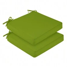 Downluxe Outdoor Chair Cushions For Patio Furniture, Waterproof Square Corner Memory Foam Patio Chair Cushion With Adjustable Ties And Portable Handle, 19" X 19" X 3" - Green - View 1