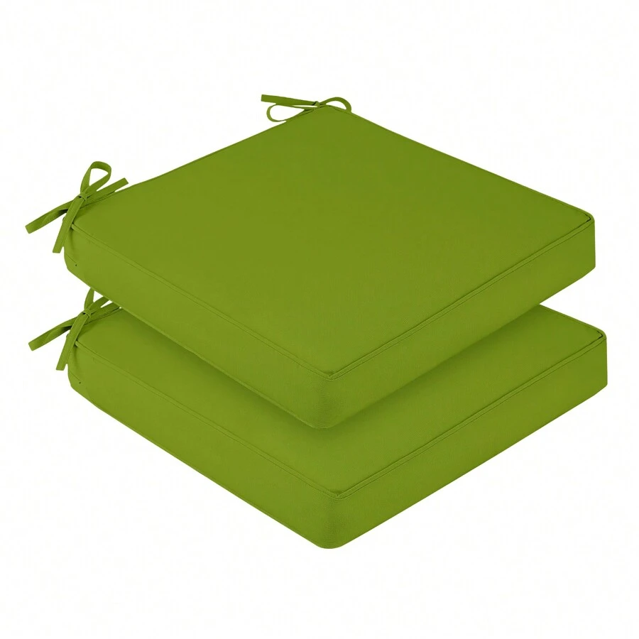 Downluxe Outdoor Chair Cushions For Patio Furniture, Waterproof Square Corner Memory Foam Patio Chair Cushion With Adjustable Ties And Portable Handle, 19" X 19" X 3" - Green - View 1