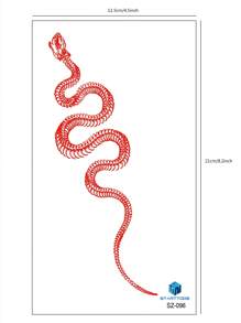 1pc Red Realistic Snake Pattern Temporary Tattoo Sticker For Arm, Chest, Abdomen, Back, Large Size - Red - View 8