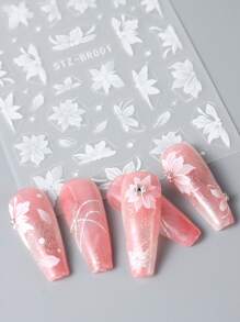 2 Chiếc Camellia Miếng Dán Móng Tay Hoa Mộc Lan Trắng Thanh Lịch Năm Cánh Hoa Charm Cưới Thiết Kế Móng Tay Đề Can Trang Trí Dán Móng Tay DIY - trắng - Xem 4