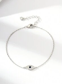 1 Stück S925 Sterling Silber Bösen Auges Design Armband Mit Mikro-eingestellten Kubikzirkonia, Ins Stil, Perfektes Geschenk Für Mutter, Freundin An Geburtstag, Hochzeit Oder Täglichen Gebrauch