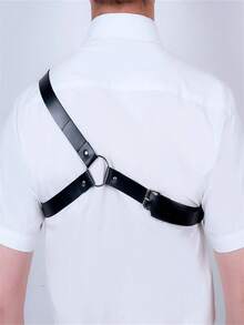 1 chiếc dây đeo vai bằng da giả cho nam phụ kiện áo sơ mi garters - màu đen - Xem 2