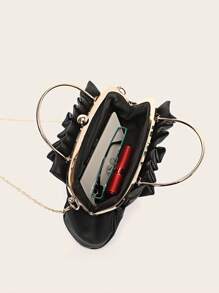 PU 折叠水钻装饰夹式手提包，女士包包，优雅、奢华