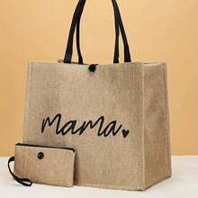 Bolso de mano tipo tote con estampado de letras "Mama", regalo del Día de la Madre, bolsa de compras reutilizable con monedero, bolsa de gran capacidad para mujeres, estudiantes, trabajadores de oficina, perfecto para trabajo, regreso a clases, vacaciones, es un regalo único para la abuela. - Multicolor - Ver 15