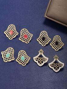 XUPING JEWELRY 1 đôi Đúng mốt Tay Hamsa Thiết kế Thép không gỉ Bông tai stud Thích hợp Đối với Mặc hàng ngày , Ngày , Các bữa tiệc , Kỳ nghỉ - Hoa tai - Xem 1