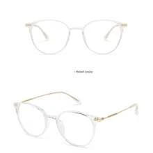 Gafas de moda ovaladas para hombre - Oro transparente - Ver 3