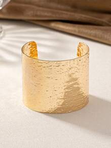 1pc Fashionable, Exquisite And Atmospherical Classic Linen Dot Pattern European Style Open Cuff Bracelet - Gold - View 4
