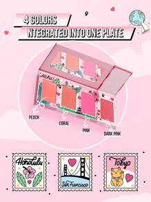 Misslyn TRAVEL KIT ALL IN ONE TEINT PALETTE , 4 Colors Matte Blush Palette, All In One Makeup Palettes Blush Kit, Matte, Finishes Color From Light To Dark For Cheek And Eye Makeup, Lightweight, High Pigment Non-Fading Natural, Silky Smooth Blusher, Y2K Makeup Party Beach Travel Holiday Camping Outdoors Present Rose Fashion Girl New Year Cosmetic Cosplay Best Trip Festivals Color Fancy Campus School Charm Vibe Cny Chinese New Year,Vegan,Cruelty Free - Đào + San hô + Hồng + Hồng đậm - Xem 4