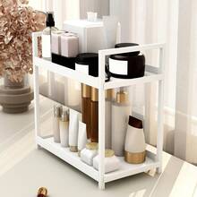 1pc,2 Tier,Cosmetics Storage Rack,Multifunctional Dressing Table Storage Rack,Lipstick, Perfume, Skin Care Product Storage Tray,Bathroom Counter Storage Box,Suitable For Living Room, Bedroom, Bathroom - White - View 7