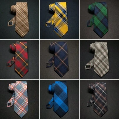 Men's Original Design 8cm Plaid Fashion Tie For Spring And Autumn Wedding Or Formal Events Casual