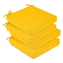 Downluxe Outdoor Chair Cushions For Patio Furniture, Waterproof Square Corner Memory Foam Patio Chair Cushion With Adjustable Ties And Portable Handle, 19" X 19" X 3" - 黃色的 - 查看 2