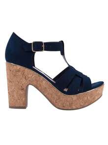 Sandalias de plataforma con tacón grueso y corcho con diseño de tiras para mujer. Sandalias de plataforma de corcho para mujer. Sandalias de uso diario casuales y versátiles para primera. - azul real - Ver 3