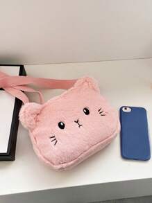 Children's Lovely Plush Ins Style Cat Shaped Shoulder Crossbody Bag With Personalized And Versatility - Pink - View 8