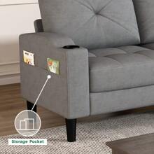 SeekFancy Convertible Sectional Sofa Couch, Convertible L Shaped Couch With Reversible Chaise, Sectional Couch For Small Space Apartment, 3 Seat - 灰色 - 查看 6