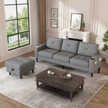 SeekFancy Convertible Sectional Sofa Couch, Convertible L Shaped Couch With Reversible Chaise, Sectional Couch For Small Space Apartment, 3 Seat - 灰色 - 查看 2