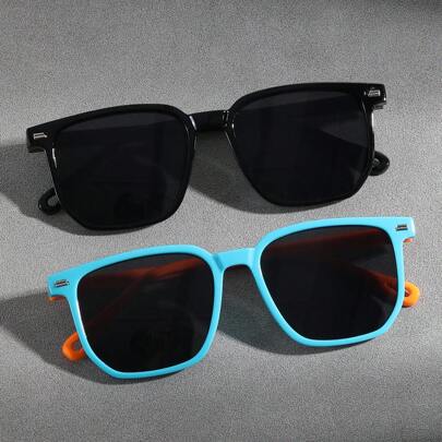 2 chiếc kính trang trí thời trang cổ điển hình vuông cho trẻ em Unisex, kính ngoài trời