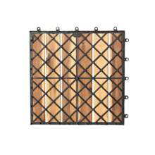 SUNSITT Wood Interlocking Flooring Tiles, Straight Pattern Patio Deck Tiles, 11.8 X 11.8 Inch (Pack Of 10), Solid Wood Acacia Deck Tiles For Garden Indoor Outdoor - 6 板條直型圖案 - 查看 4