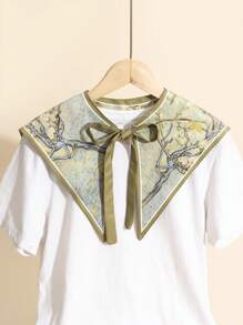 1 Pieza Collar Desmontable Con Estampado De Pintura Al Óleo Retro, Perfecto Para Uso Diario - Multicolor - Ver 3