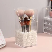 1入方形透明防塵化妝品組織盒刷具盒亞克力眉筆存儲容器 - 無色 - 查看 3