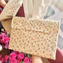 1PC Pink Floral Original Laptop Inner Bag Suitable Compatible With Macbook 13.3 And Other Models, INS Style Small, Fresh, And High Aesthetic Value